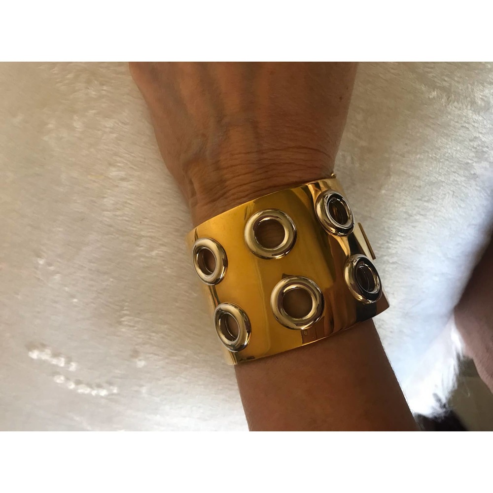 Golden Silver Circle Large Chunky Bracelet